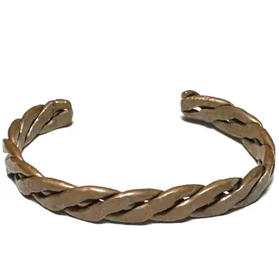 Vintage Jewelry Bracelet Cuff Solid Copper Brutalist Twist Braid Small 12 • $4.99