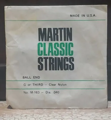 Martin No. M-163 Clear Nylon Ball-End Classic Guitar Single String G Or 3rd .040 • $4.30