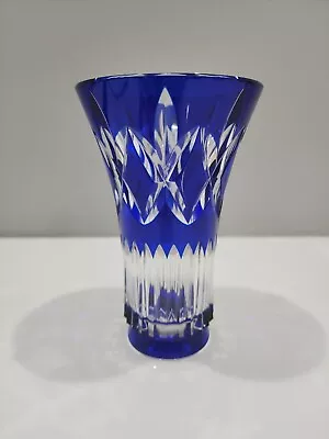$165 • Buy Val St Lambert Signed Cobalt Blue & Clear Crystal 6  Vase ~ EXQUISITE! 