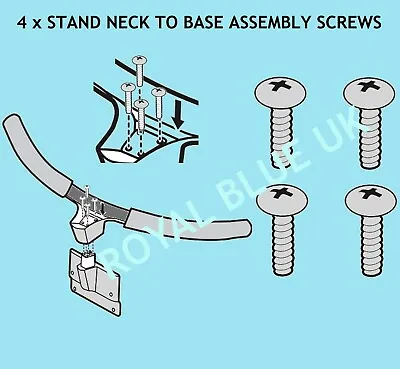 4x STAND NECK TO BASE ASSEMBLY SCREWS FOR LG 43UJ635V-ZF 49UJ635V-ZF 55UJ635V TV • £5.80