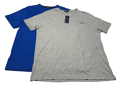 NEW Fred Perry Vneck And Crew Neck T-Shirt Bundle Of 2 Grey And Blue XX-Large • $79.99