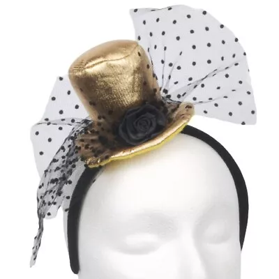 Mini Gold Top Hat Headband Adult Costume Accessories Halloween Party Dress Up • $10.99