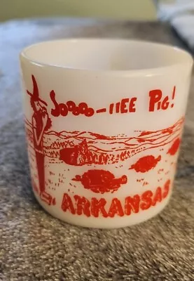 Federal Milk Glass Soooo-iiee Pig! Arkansas Hog Advertising Coffee Mug Pig Farm  • $10.99