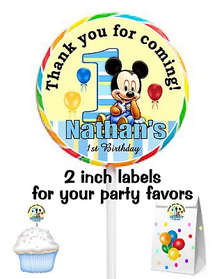 20 MICKEY MOUSE 1ST BIRTHDAY PARTY FAVORS STICKERS LABELS For  Your Favors • $5.99
