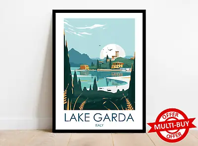 Lake Garda Italy Travel Print Wall Art Poster Travel Prints Cityscape Posters • £4.99