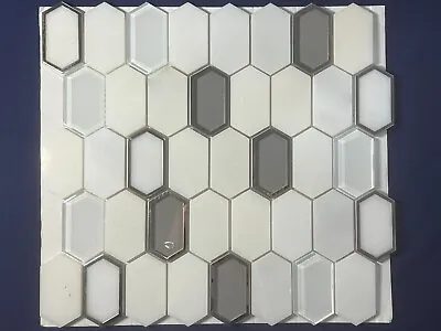 S12 White/Grey/Silver Marble Glass Hexagon Mosaic Tile Kitchen Bathroom Polished • $30.88