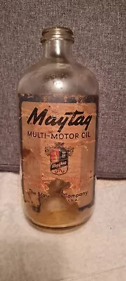  Vintage Maytag Multi-Motor Glass Engine Oil Bottle 1 Quart • $50