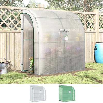 £42.99 • Buy Walk-In Lean To Wall Greenhouse W/Window,Door,Shelf 200L X 100W X 213Hcm