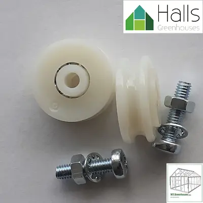 Greenhouse Parts Spares Halls/AGL 22mm Greenhouse Door Wheels With Nuts & Bolts • £6.59