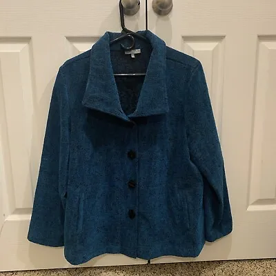 Habitat Women’s Medium Blue Jacket Size M Jacquard Tapestry Oversized Button Up • $12.75