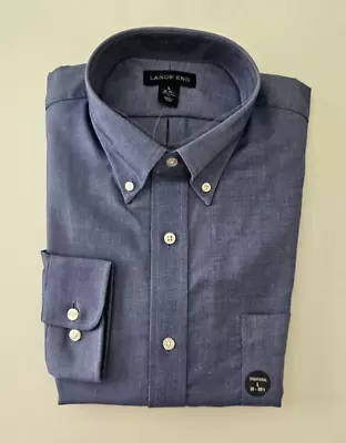 Lands End Traditional Fit 16-16 1/2 L/S Button Down Oxford Dress Shirt Blue NWT • $16.99