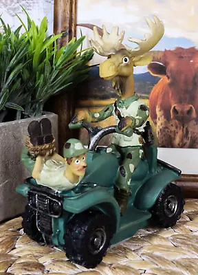 Rustic Western Elk Moose With Captured Man Hunter Driving ATV Car Figurine • $26.99