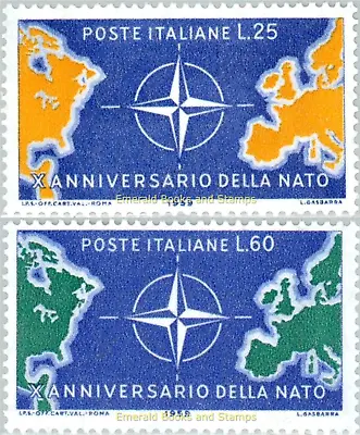 EBS Italy 1959 - 10th Anniversary NATO - Unificato 854-855 MNH** • $2.50