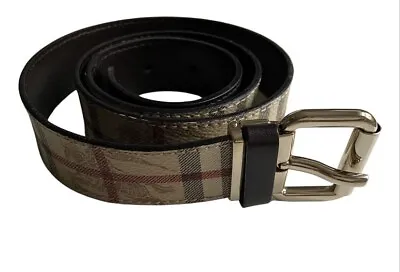 £110 • Buy Authentic Burberry Check & Leather Belt-Beige/Gold. Adjustable 80-90cm/31-35inch