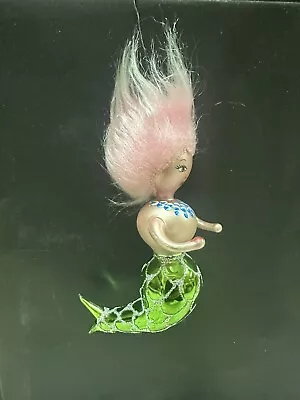 Vintage De Carlini Mermaid With Pink Hair Glass Christmas Ornament Made Italy • $29.99