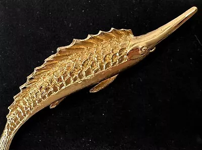 Signed MONET Gold Tone Large Sward Fish Vintage Brooch Jewelry Lot Z • $0.99