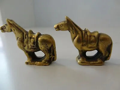 Vintage Mongolian Hand Made Cast Brass Pair Of Small Horse Figurines  • $65