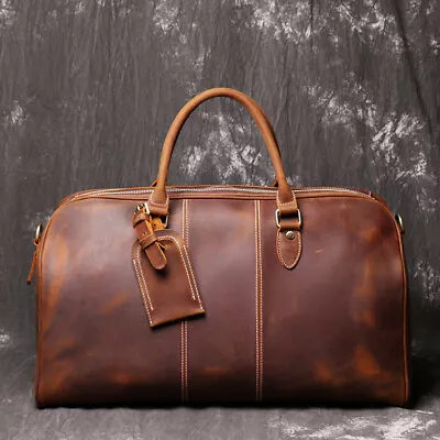 Men's Leather Hand Travel One Shoulder Crossbody Duffel Bag • $132.04