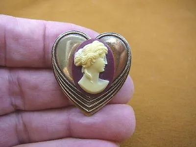 (CS96-5) ROMAN Lady Hair Part Up Burgundy White CAMEO Pin Pendant Jewelry Brooch • $28.99
