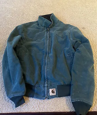$125 • Buy Green Vintage Carhartt Santa Fe Jacket | Size Large | Quilt Lined