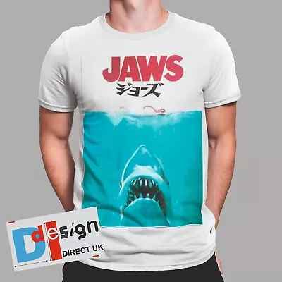 Jaws T-Shirt Poster Retro Art Shark Tee 70s 80s Horror Movie Film Gift UK  • £6.99