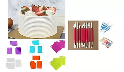 Cake Smoother Cake Fondant Icing Scraper Comb Baking Cutting Decorating Tool Kit • £2.75