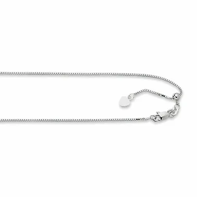 SOLID 925 STERLING SILVER ADJUSTABLE BOX CHAIN NECKLACE 1.2MM ITALY Sliding Bead • $25.99