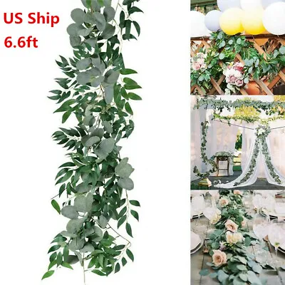 Fake Artificial Eucalyptus Garland Wreath Greenery Leaf Vine Wedding Plant Decor • $8.91