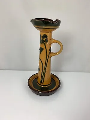 Vtg Art Nouveau Longpark Torquay Pottery Candlestick -chamberstick Candle Holder • £39.50