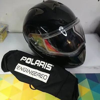 Polaris Modular Black Full Face Anti Fog Snowmobile Helmet Men's XL Black - NICE • $199.99