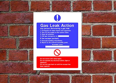 £6.99 • Buy Gas Leak – Fire Action Sign Or Self Adhesive Vinyl Sticker FA12