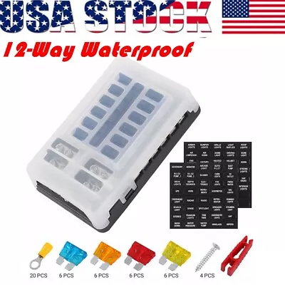 12 Way Blade Fuse Box Block Holder LED Indicator 12V32V Auto Marine Waterproof • $12.90