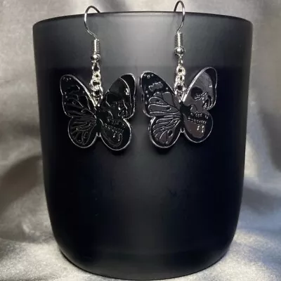 Handmade Silver Moth Butterfly Earrings Gothic Gift Jewellery Fashion Accessory • $5.60