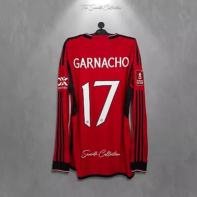 Manchester United 2023 2024 Home Player Issue Jersey  Garnacho Long Sleeve Shirt • $349