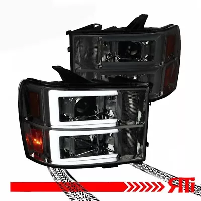 For 07-13 Sierra GMC 1500/2500/3500 Smoked Projector Headlights Dual C LED DRL • $255