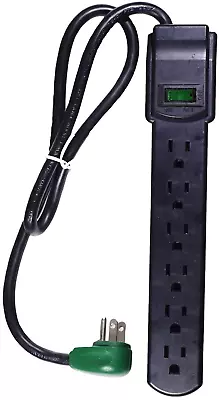 New 6 Outlet Mini Surge Protector Power Strip 2.5 Heavy Duty Cord Black • $8.98