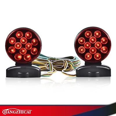 LED Magnetic Towing Light Tow Trailer Lights Brake Tail Signal 12 Volt 2PCS USA • $26.99