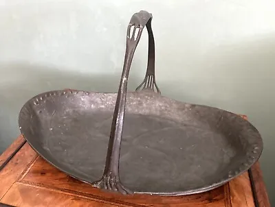 Art Nouveau Kayserzinn Pewter Basket 33cm/22cm With Makers Marks • £55