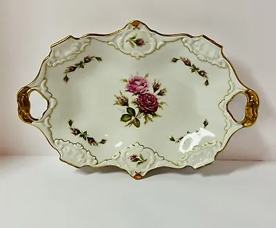 Vintage A. K. KAISER Moosrose Serving Platter With Gold Rim • $89.99