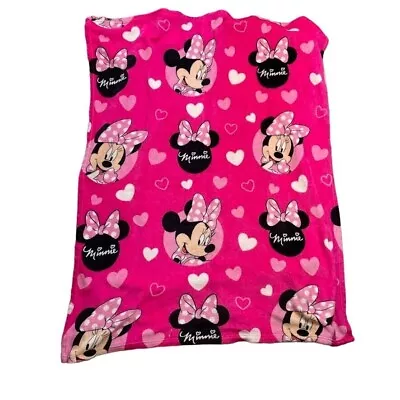 Minnie Mouse Toddler Throw Pink Baby Blanket  Satin Trim 40 X 50 U • $48.59