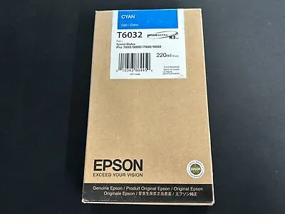 Epson T6032 Cyan Ink 220ml For Stylus Pro 7800/9800/7880/9880 Exp 2017 • $29.99