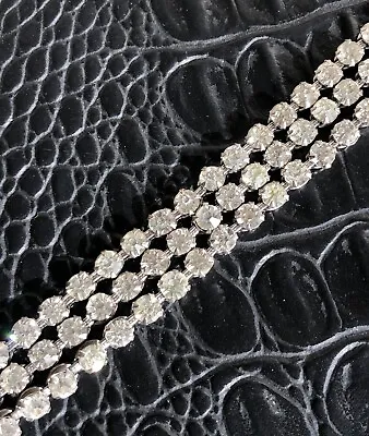 Art Deco Clear Rhinestone Bracelet Sterling Silver • $29.99