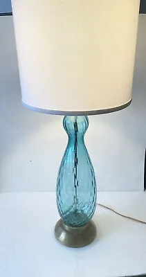 VTG  Murano Glass Blue Italian Table Lamp Italy MCM 1960’s • $289