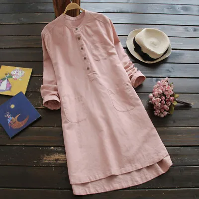 $21.15 • Buy ZANZEA 8-24 Womens Casual Loose Cotton Kaftan Tunic Top Plus Size Shirt Dress AU