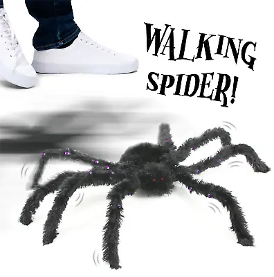 Moving Spider Prop Walking Halloween Animatronic Decoration Party Light Up Legs • £18.09