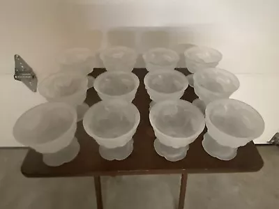 Set Of 12 Vintage Frosted Dessert Parfait Cups • $48