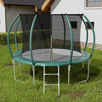 Outdoor Trampoline Premium 8ft 10ft 12ft 14ft With Safety Enclosure Net & Ladder • £125.95