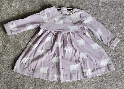 John Lewis Baby Girls Dress With Polar Bears Design - Lilac - Size 6-12 Months • £2.99