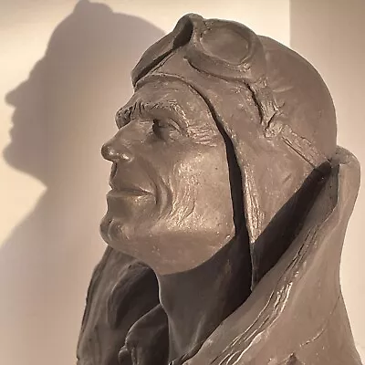 Michael Garman Signed FLYING LEATHER WWII Aviator Bust Bronze Tone Sculpture 2F4 • $49.99