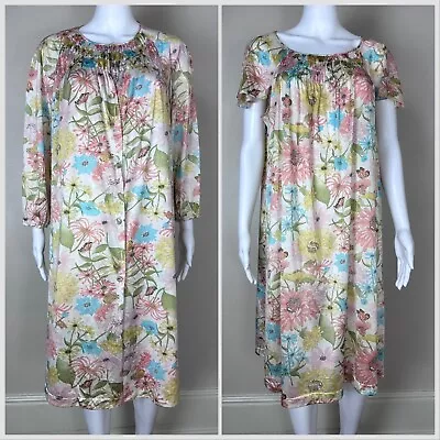Vintage 1970s Floral Butterfly Peignoir Set Vanity Fair Nightgown Robe Lingerie • $70